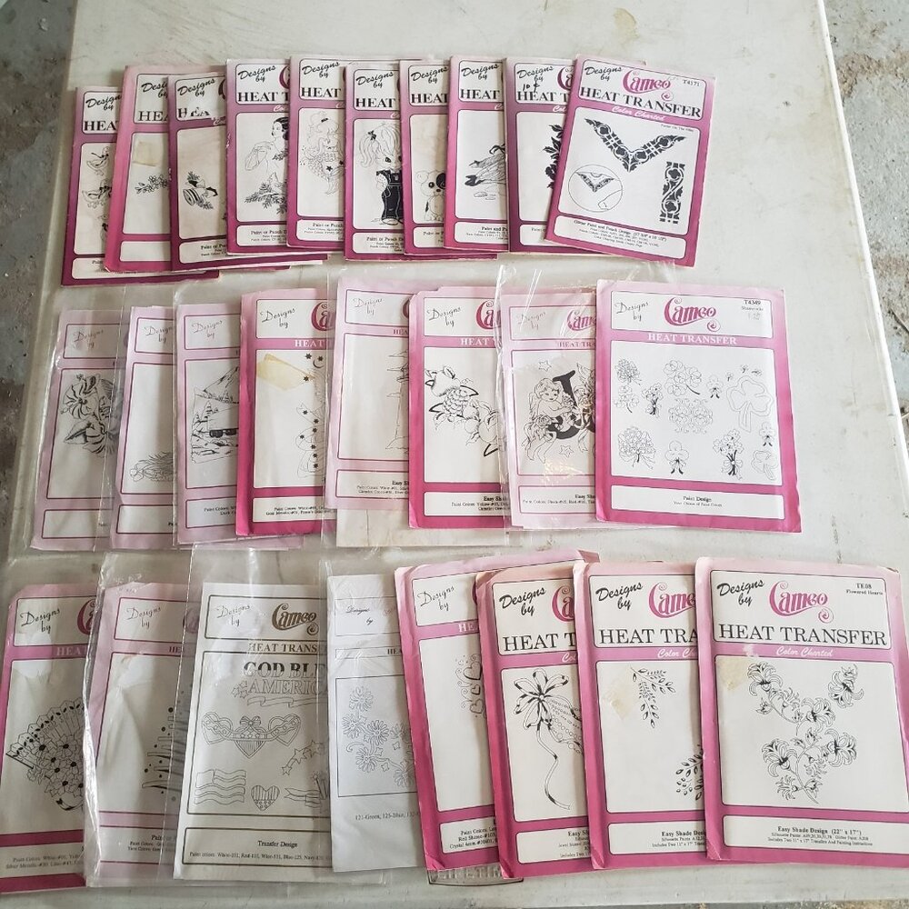 Vintage 26 Cameo Heat Transfer Hot Iron-On Transfers‎ Mixed Variety Paint Punch
